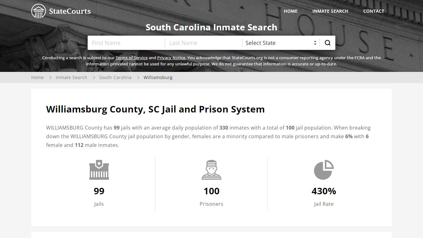 Williamsburg County, SC Inmate Search - StateCourts