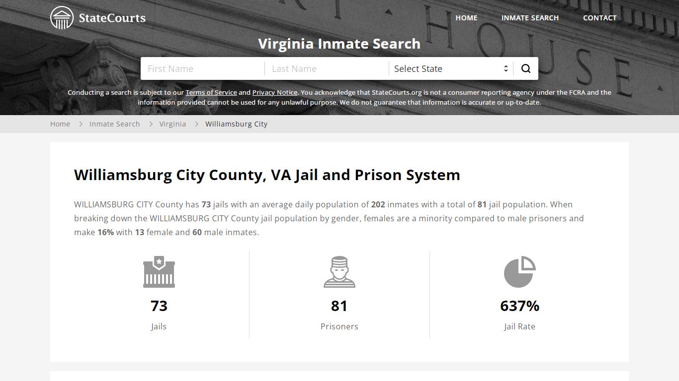 Williamsburg City County, VA Inmate Search - StateCourts
