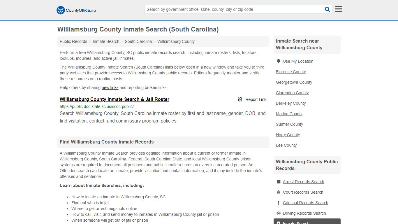 Inmate Search - Williamsburg County, SC (Inmate Rosters & Locators)