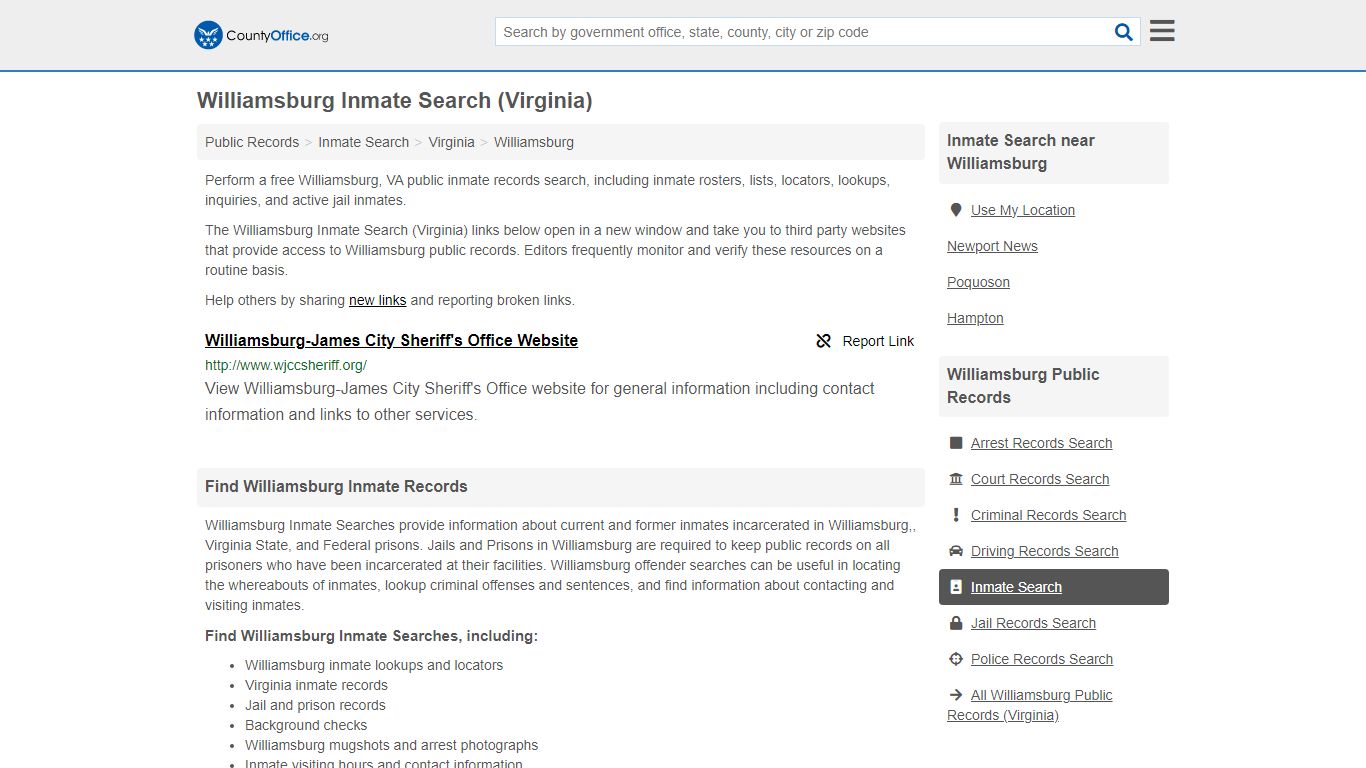 Inmate Search - Williamsburg, VA (Inmate Rosters & Locators)